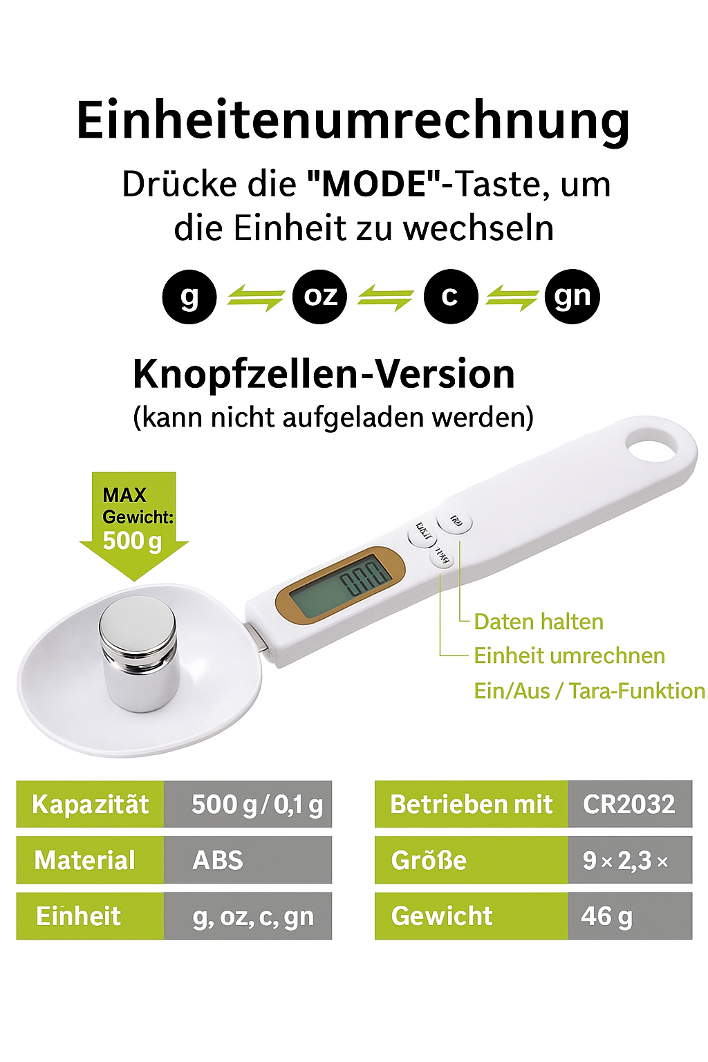 Luméa – Digitale Präzisions-Löffelwaage